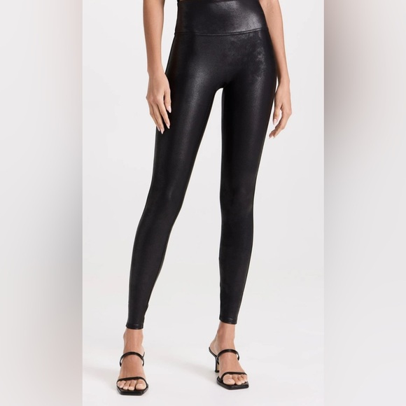 SPANX Pants - SPANX Women's High waisted Black Faux Leather Leggings‎ Compression - Small